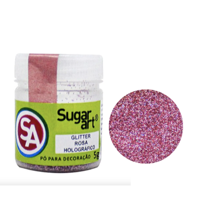 Glitter per Decorazione ROSA 3D Olografico (rosa holografico) 5g - Sugar Art
