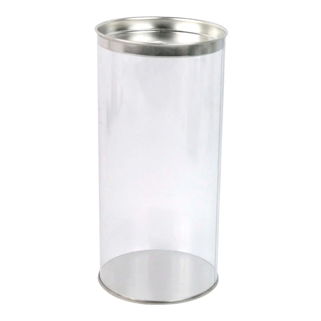 Scatola Cilindro in PVC con Coperchio in Metallo Color Oro 21x9,9 cm