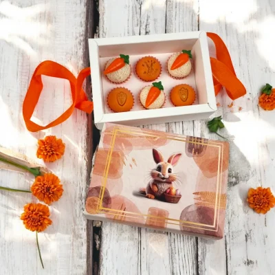Scatola per 6 dolci con maniglia  – Pasqua Ternura Coniglio 2 (caixa doces com alças)