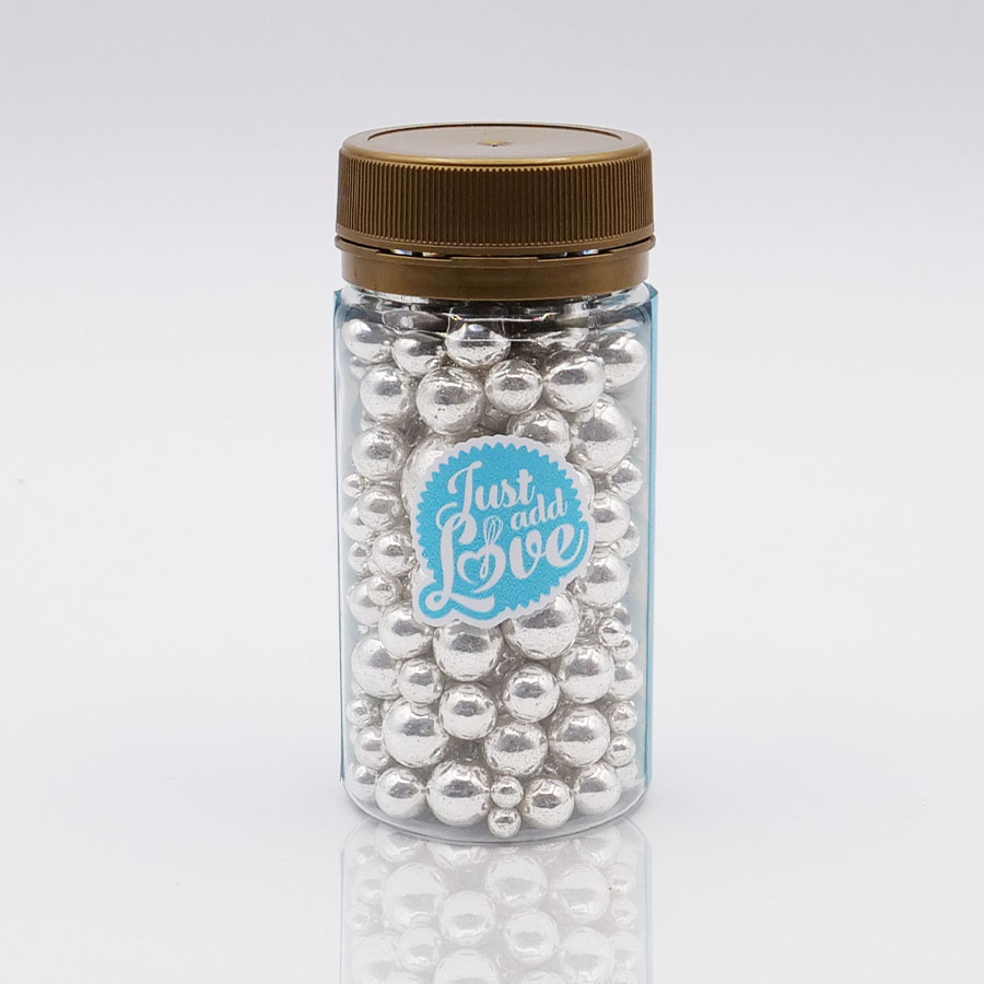 Sprinkles Mix Perle Argento 80g - Just add Love (mix perolas Prata) - immagine 2
